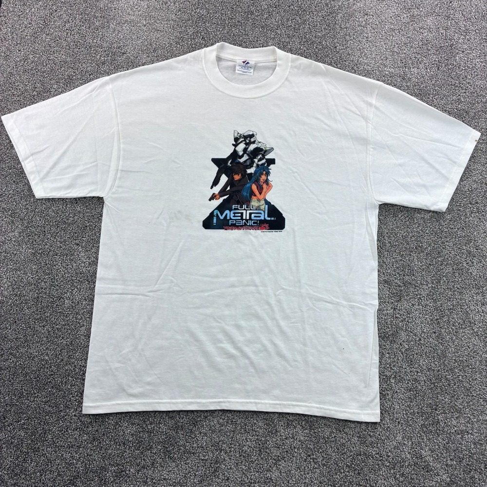 Vintage Full Metal Panic Shirt Men XL White Cotton Anime ADV Films Promo